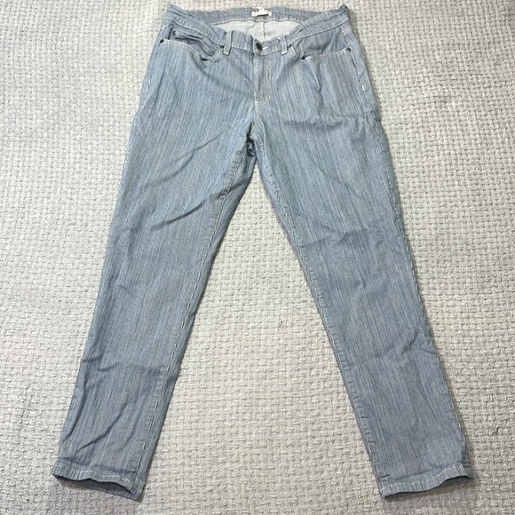 Eileen Fisher Jeans Womens Blue White Engineer Stripe Tapered Fit Denim Pants 14 - Picture 4 of 11